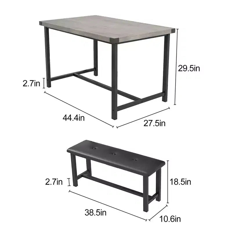 COZONY Set Tavolo da Pranzo per 4 con 2 Panche Imbottite - Set Tavolo da Cucina Rettangolare per Piccoli Spazi, Appartamenti