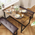 COZONY Set Tavolo da Pranzo per 4 con 2 Panche Imbottite - Set Tavolo da Cucina Rettangolare per Piccoli Spazi, Appartamenti