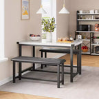 COZONY Set Tavolo da Pranzo per 4 con 2 Panche Imbottite - Set Tavolo da Cucina Rettangolare per Piccoli Spazi, Appartamenti
