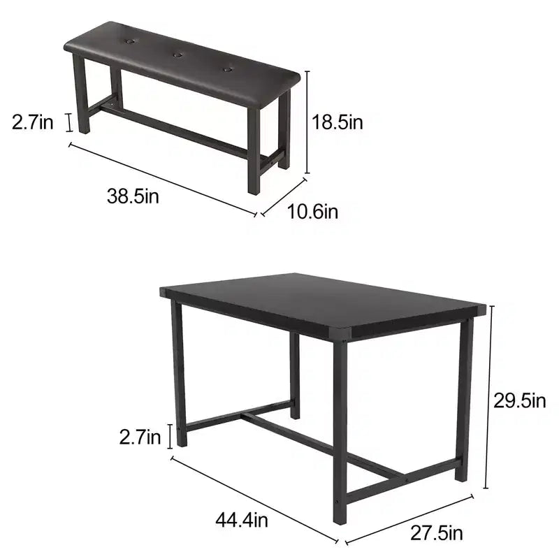 COZONY Set Tavolo da Pranzo per 4 con 2 Panche Imbottite - Set Tavolo da Cucina Rettangolare per Piccoli Spazi, Appartamenti
