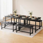 COZONY Set Tavolo da Pranzo per 4 con 2 Panche Imbottite - Set Tavolo da Cucina Rettangolare per Piccoli Spazi, Appartamenti