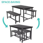 COZONY Set Tavolo da Pranzo per 4 con 2 Panche Imbottite - Set Tavolo da Cucina Rettangolare per Piccoli Spazi, Appartamenti