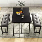 COZONY Dining Table Set for 4 with 2 Upholstered Benches - Rectangular Kitchen Table Set for Small Spaces, Apartment