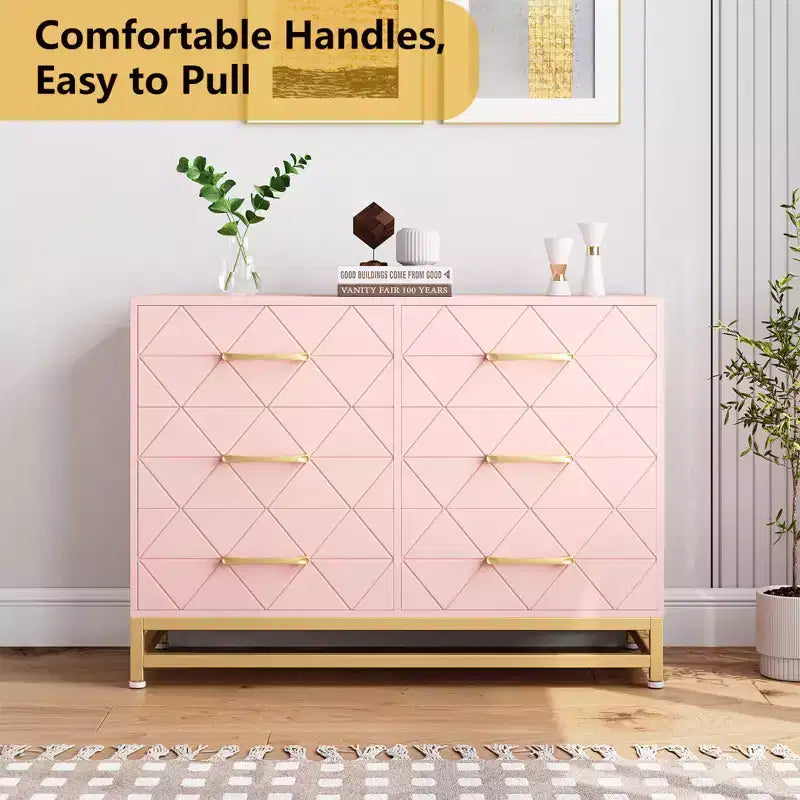 Wood 6 Drawers Dresser for Closet, Hallway, Living Room, Nursery