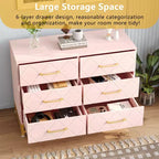 Wood 6 Drawers Dresser for Closet, Hallway, Living Room, Nursery
