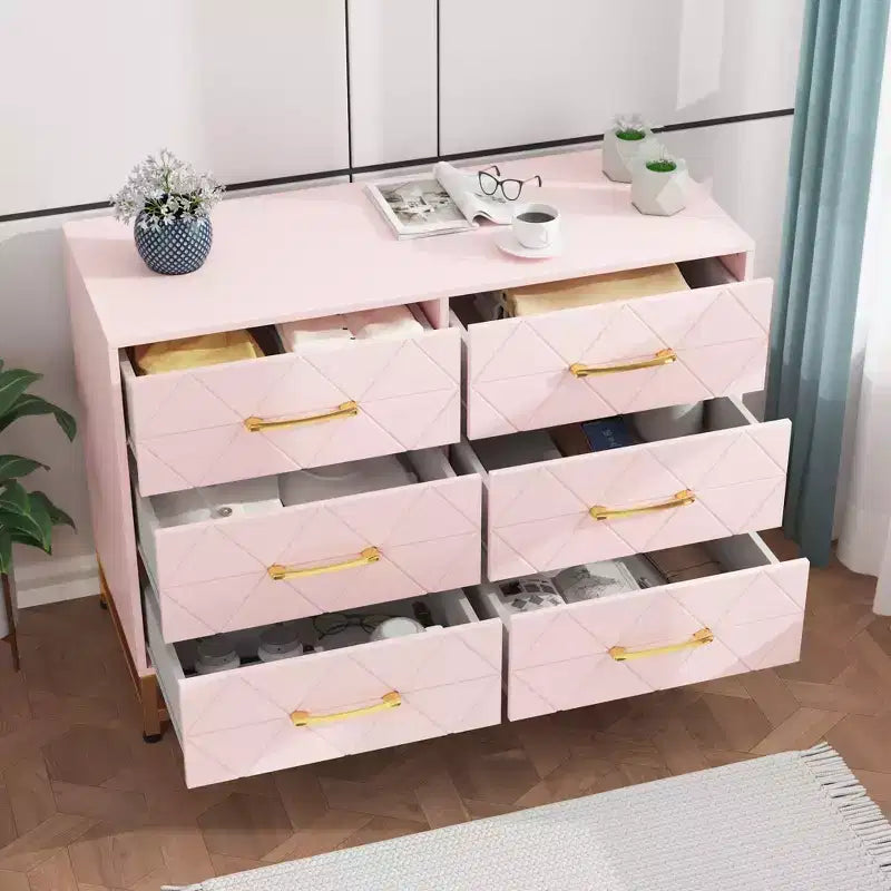 Wood 6 Drawers Dresser for Closet, Hallway, Living Room, Nursery