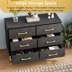Wood 6 Drawers Dresser for Closet, Hallway, Living Room, Nursery