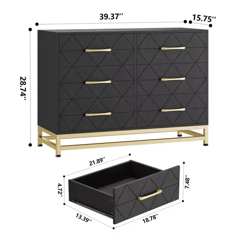 Wood 6 Drawers Dresser for Closet, Hallway, Living Room, Nursery