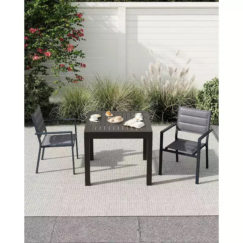 COZONY Set di 2 sedie da esterno impilabili in alluminio, sedute da esterno per tutte le stagioni con tessuto Textilene per ponte, giardino, cortile