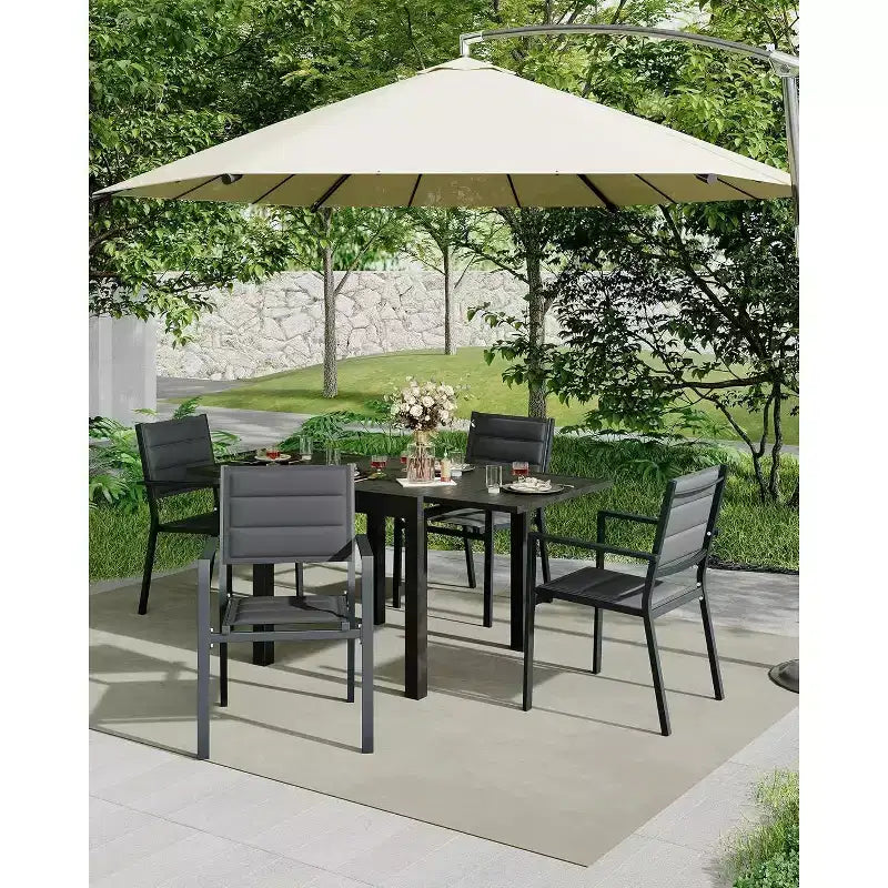 COZONY Set di 2 sedie da esterno impilabili in alluminio, sedute da esterno per tutte le stagioni con tessuto Textilene per ponte, giardino, cortile