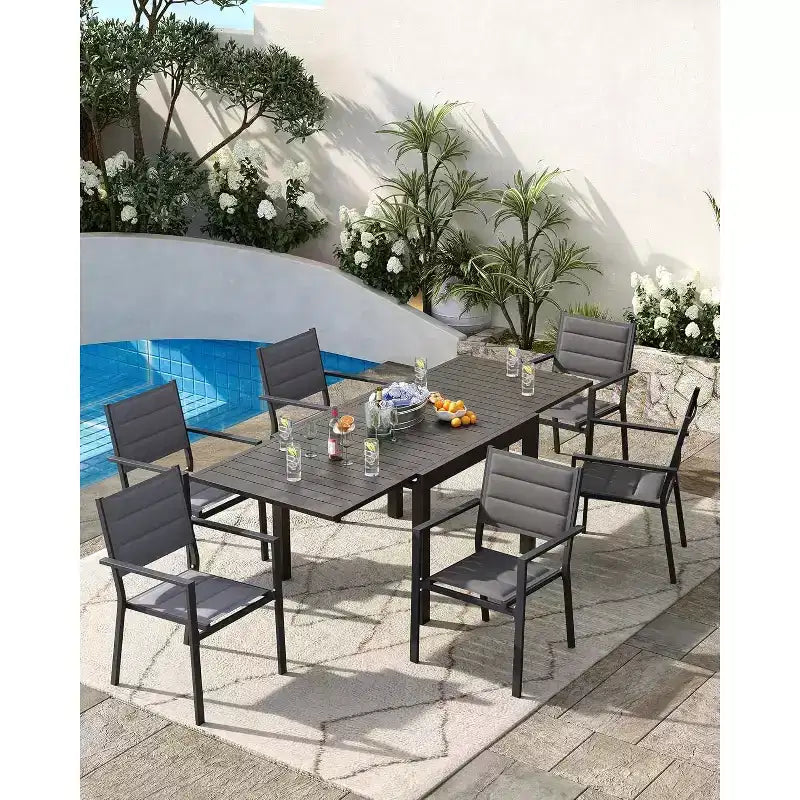 COZONY Set di 2 sedie da esterno impilabili in alluminio, sedute da esterno per tutte le stagioni con tessuto Textilene per ponte, giardino, cortile