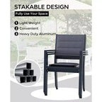 COZONY Set di 2 sedie da esterno impilabili in alluminio, sedute da esterno per tutte le stagioni con tessuto Textilene per ponte, giardino, cortile