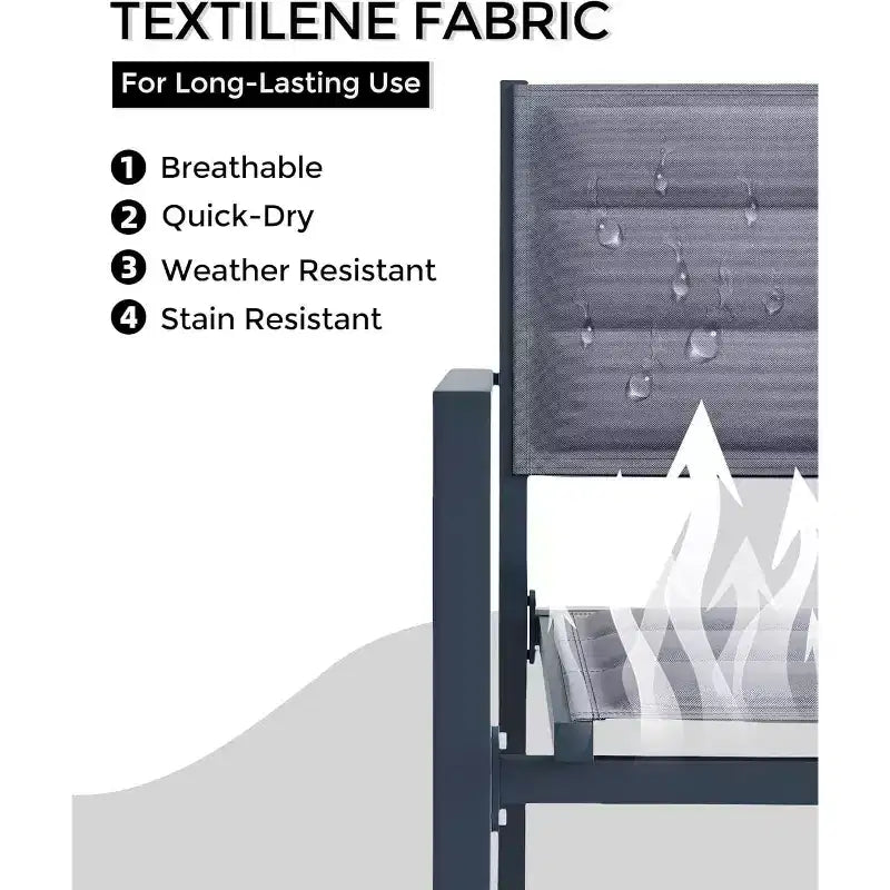 COZONY Set di 2 sedie da esterno impilabili in alluminio, sedute da esterno per tutte le stagioni con tessuto Textilene per ponte, giardino, cortile