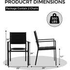 COZONY Set di 2 sedie da esterno impilabili in alluminio, sedute da esterno per tutte le stagioni con tessuto Textilene per ponte, giardino, cortile