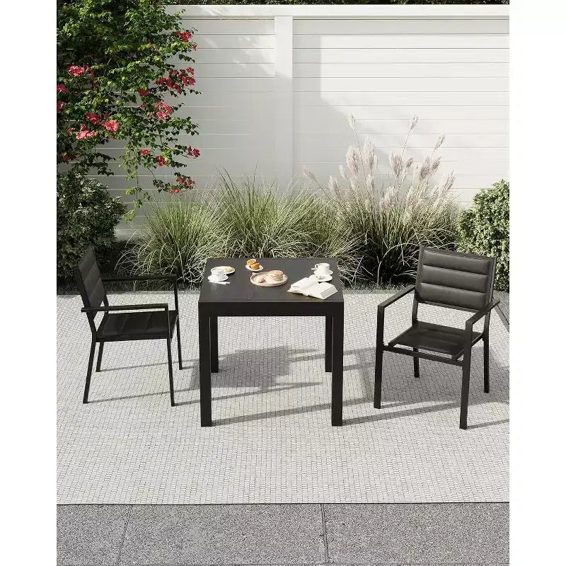 COZONY Set di 2 sedie da esterno impilabili in alluminio, sedute da esterno per tutte le stagioni con tessuto Textilene per ponte, giardino, cortile