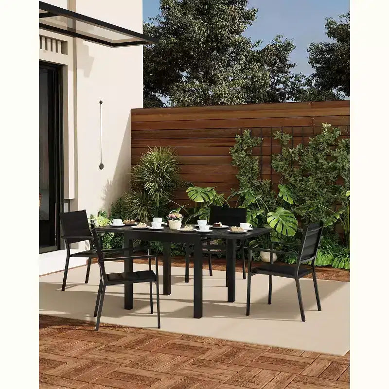 COZONY Set di 2 sedie da esterno impilabili in alluminio, sedute da esterno per tutte le stagioni con tessuto Textilene per ponte, giardino, cortile