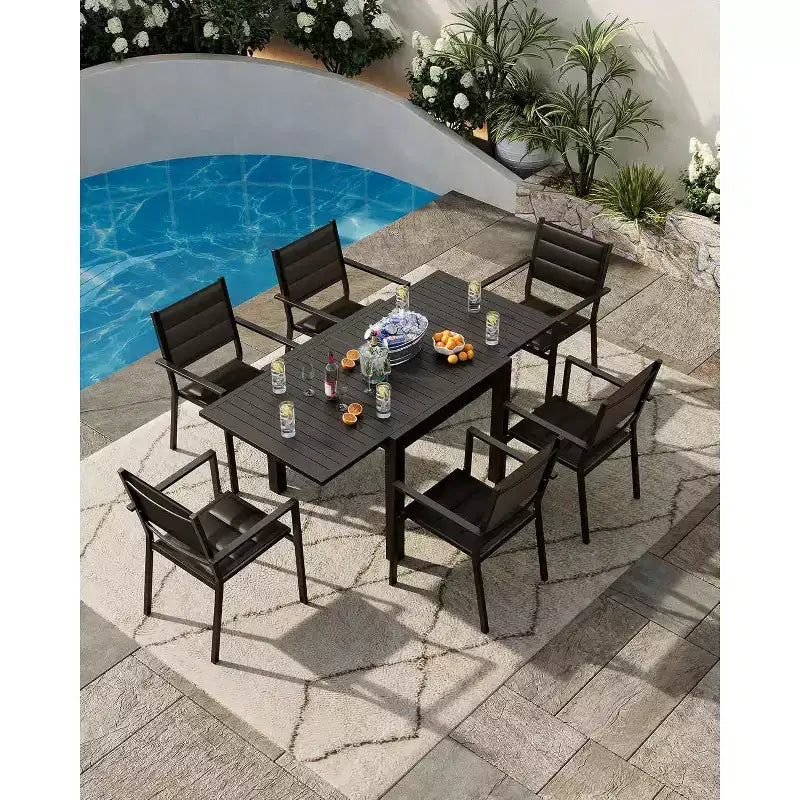 COZONY Set di 2 sedie da esterno impilabili in alluminio, sedute da esterno per tutte le stagioni con tessuto Textilene per ponte, giardino, cortile
