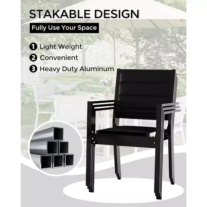 COZONY Set di 2 sedie da esterno impilabili in alluminio, sedute da esterno per tutte le stagioni con tessuto Textilene per ponte, giardino, cortile