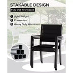 COZONY Set di 2 sedie da esterno impilabili in alluminio, sedute da esterno per tutte le stagioni con tessuto Textilene per ponte, giardino, cortile