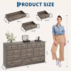 GustoWave Modern Comodino a 12 cassetti, Comò in Legno per Camera da Letto, Cassettiera in Legno per Vestiti, Organizzatore per Soggiorno, Comò Porta TV