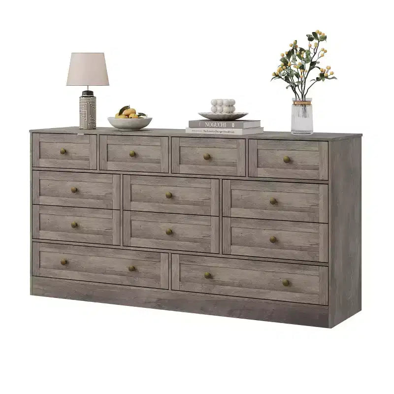 GustoWave Modern Comodino a 12 cassetti, Comò in Legno per Camera da Letto, Cassettiera in Legno per Vestiti, Organizzatore per Soggiorno, Comò Porta TV