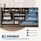 GustoWave Modern Comodino a 12 cassetti, Comò in Legno per Camera da Letto, Cassettiera in Legno per Vestiti, Organizzatore per Soggiorno, Comò Porta TV