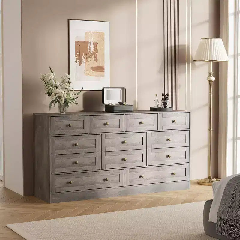GustoWave Modern 12 Drawers Dresser Wood Dressers for Bedroom, Wooden Chest of Drawers Clothes Storage Organizer for Living Room, TV Stand Dresser