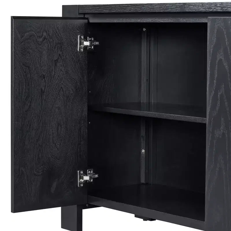 Hostack Mobile credenza a 4 ante con ripiani regolabili per sala da pranzo e cucina, nero