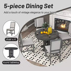 GDFStudio Salome 5 Piece Dining Set with Extendable Round Table and Upholstered Chairs