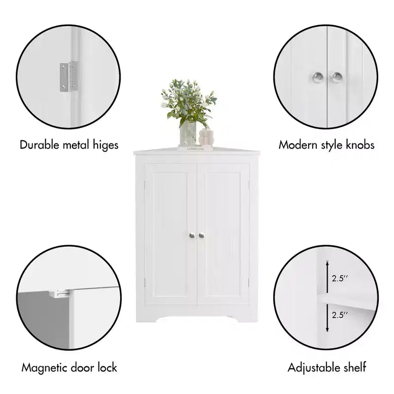 GDFStudio Jessamine Mobile Angolo Bagno con Ripiano Regolabile
