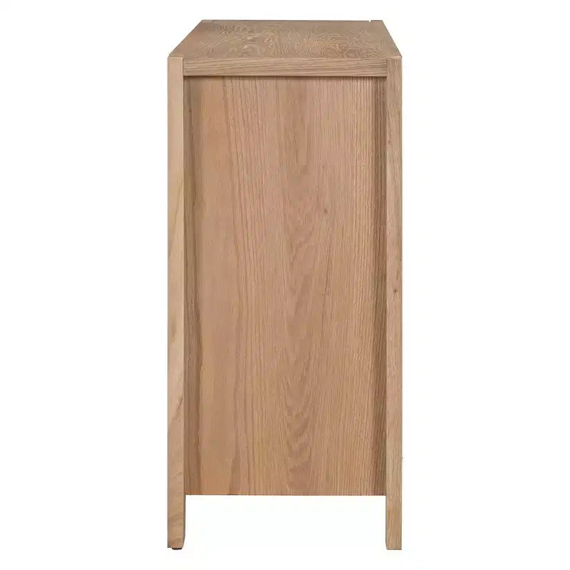 Hostack 4-Door Retro Wood Sideboard Buffet Cabinet with Storage, Distressed Finish and Adjustable Shelves for Dining&Living Room, Natural