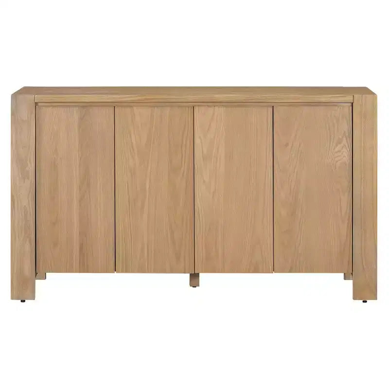 Hostack 4-Door Retro Wood Sideboard Buffet Cabinet with Storage, Distressed Finish and Adjustable Shelves for Dining&Living Room, Natural
