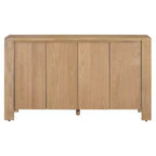 Hostack 4-Door Retro Wood Sideboard Buffet Cabinet with Storage, Distressed Finish and Adjustable Shelves for Dining&Living Room, Natural