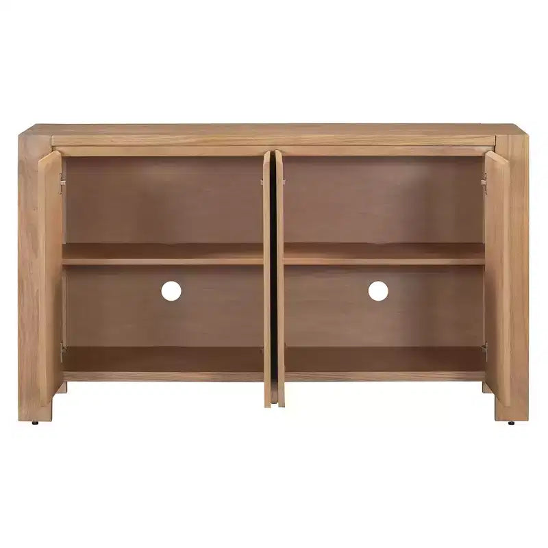 Hostack 4-Door Retro Wood Sideboard Buffet Cabinet with Storage, Distressed Finish and Adjustable Shelves for Dining&Living Room, Natural