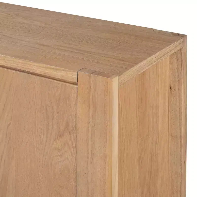 Hostack 4-Door Retro Wood Sideboard Buffet Cabinet with Storage, Distressed Finish and Adjustable Shelves for Dining&Living Room, Natural