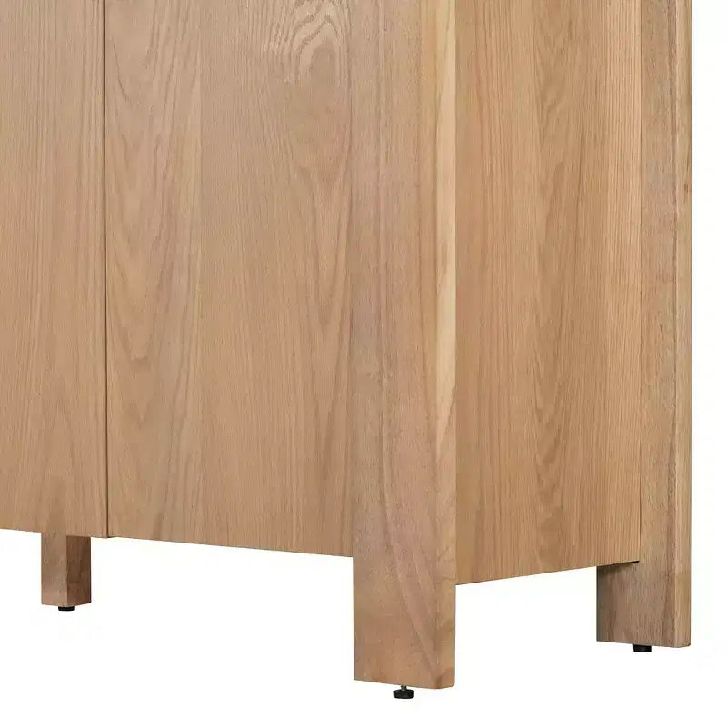 Hostack 4-Door Retro Wood Sideboard Buffet Cabinet with Storage, Distressed Finish and Adjustable Shelves for Dining&Living Room, Natural