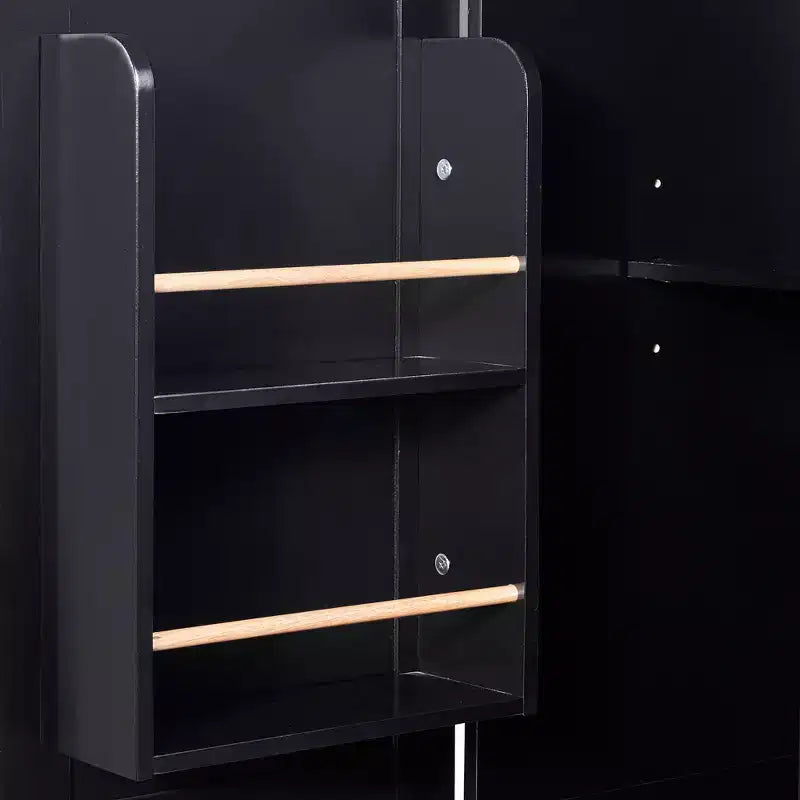 Rolling Kitchen Island with Storage, Kitchen Cart with Rubber Wood Top, 3 Drawers, 2 Slide-Out Shelves & Internal Rack, Spice & Tower Rack