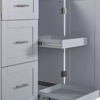 Rolling Kitchen Island with Storage, Kitchen Cart with Rubber Wood Top, 3 Drawers, 2 Slide-Out Shelves & Internal Rack, Spice & Tower Rack