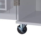 Rolling Kitchen Island with Storage, Kitchen Cart with Rubber Wood Top, 3 Drawers, 2 Slide-Out Shelves & Internal Rack, Spice & Tower Rack