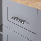 Rolling Kitchen Island with Storage, Kitchen Cart with Rubber Wood Top, 3 Drawers, 2 Slide-Out Shelves & Internal Rack, Spice & Tower Rack