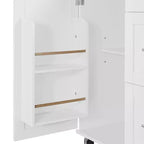 Rolling Kitchen Island with Storage, Kitchen Cart with Rubber Wood Top, 3 Drawers, 2 Slide-Out Shelves & Internal Rack, Spice & Tower Rack