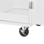 Rolling Kitchen Island with Storage, Kitchen Cart with Rubber Wood Top, 3 Drawers, 2 Slide-Out Shelves & Internal Rack, Spice & Tower Rack