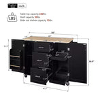 Rolling Kitchen Island with Storage, Kitchen Cart with Rubber Wood Top, 3 Drawers, 2 Slide-Out Shelves & Internal Rack, Spice & Tower Rack
