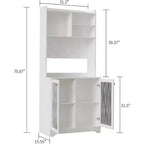 71 Pantry Cabinet, 6-Tier Freestanding Tall Cupboard Storage Unit with Pegboard, 2 Cabinets, Open Shelves, Glass Doors, for Home Office