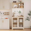 71 Pantry Cabinet, 6-Tier Freestanding Tall Cupboard Storage Unit with Pegboard, 2 Cabinets, Open Shelves, Glass Doors, for Home Office
