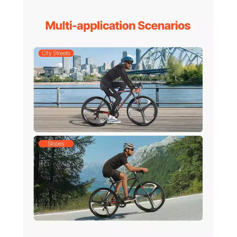 Bici da Corsa VEVOR, Ruote 700C, Bici da Corsa SHIMANO 14 Velocità, Bici da Corsa Urbana con Telaio in Lega di Alluminio, Manubrio da Corsa, Nero