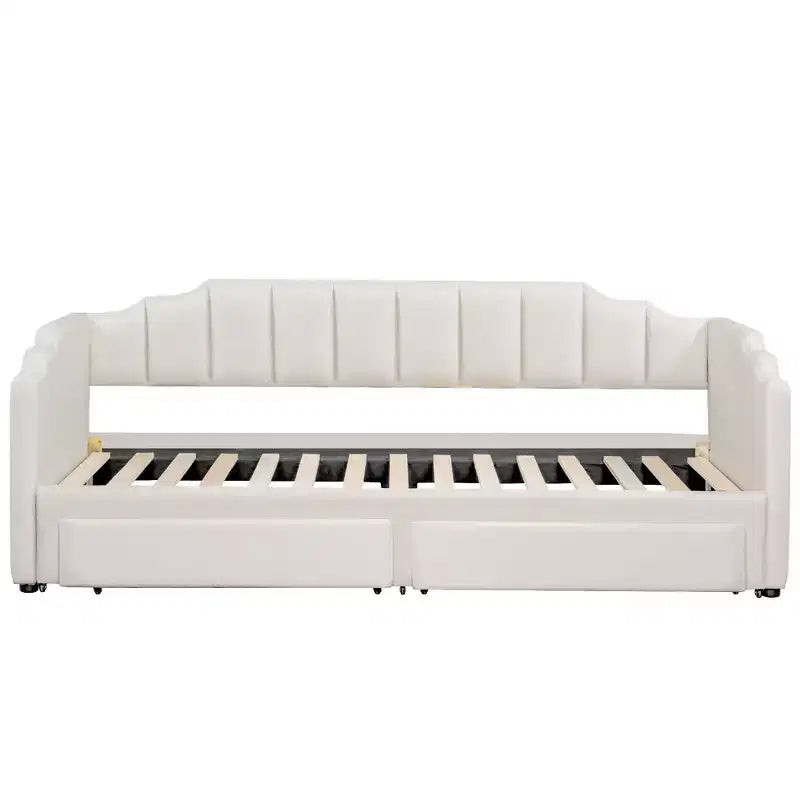 Whisen Twin XL Upholstered Daybed with 2 Storage Drawers, Extendable to King