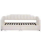 Whisen Twin XL Upholstered Daybed with 2 Storage Drawers, Extendable to King