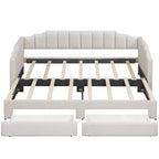 Whisen Twin XL Upholstered Daybed with 2 Storage Drawers, Extendable to King
