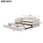 Whisen Twin XL Upholstered Daybed with 2 Storage Drawers, Extendable to King